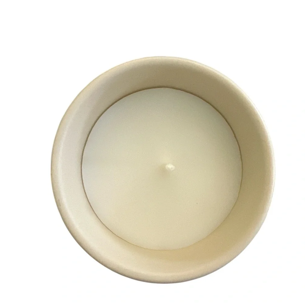 Homesick Scented Candle 8 oz Lemongrass Breeze Beige Ceramic Jar w Lid New